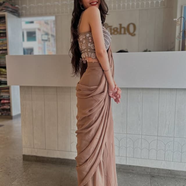 Mauve and Silver Saree