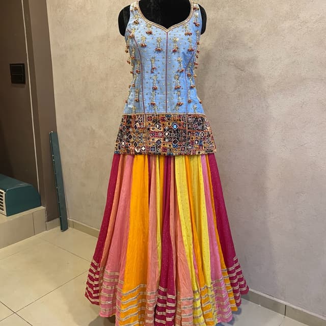 Light Blue, Pink, Orange, Yellow, Multicolor Lehenga Choli