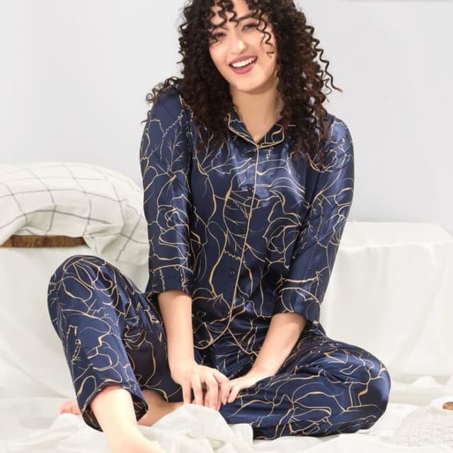 Navy Blue and Gold Pajama set