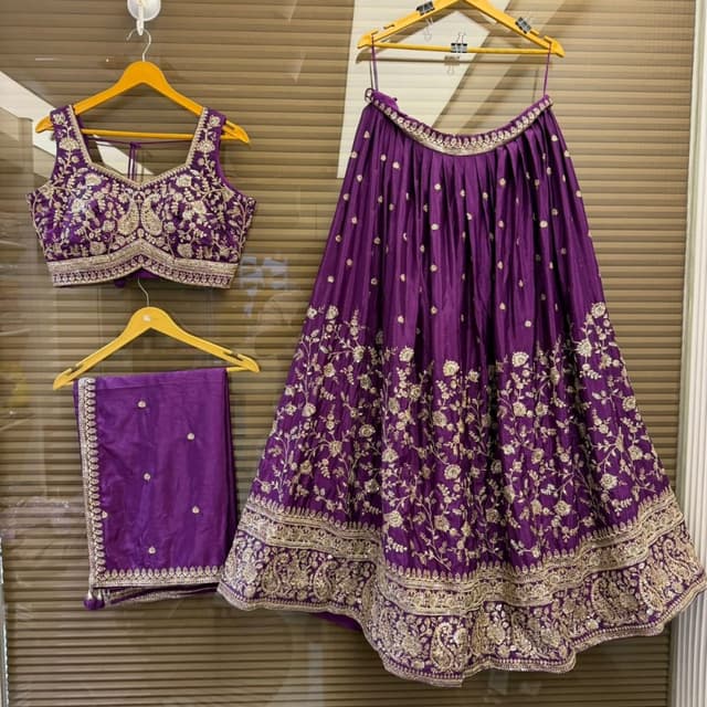 Purple and Gold Lehenga Choli