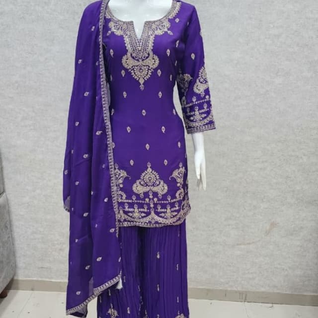 Purple and Gold Salwar Kameez