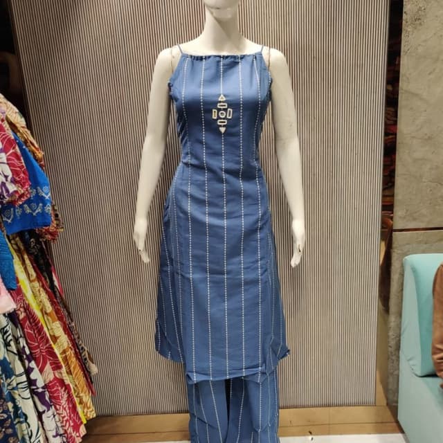 Blue and White Kurta and Palazzo Set