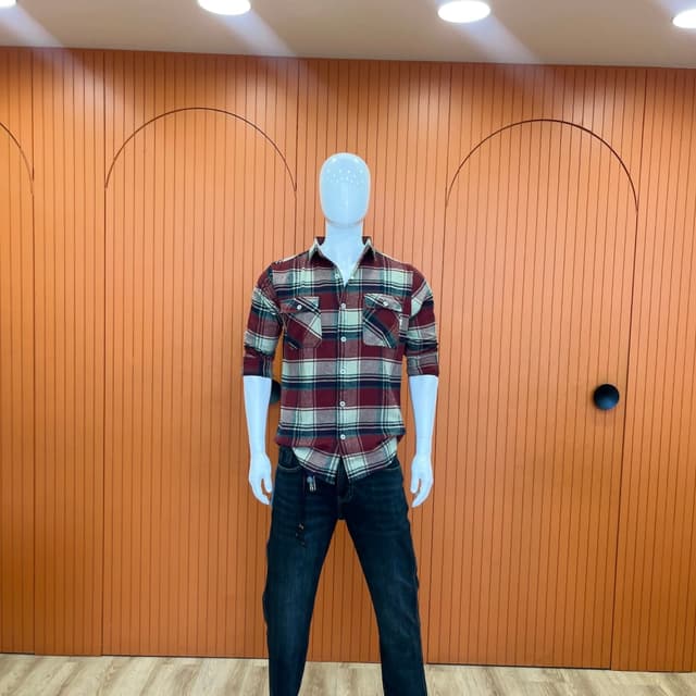 Burgundy, Cream, Navy Blue, and Green Shirt