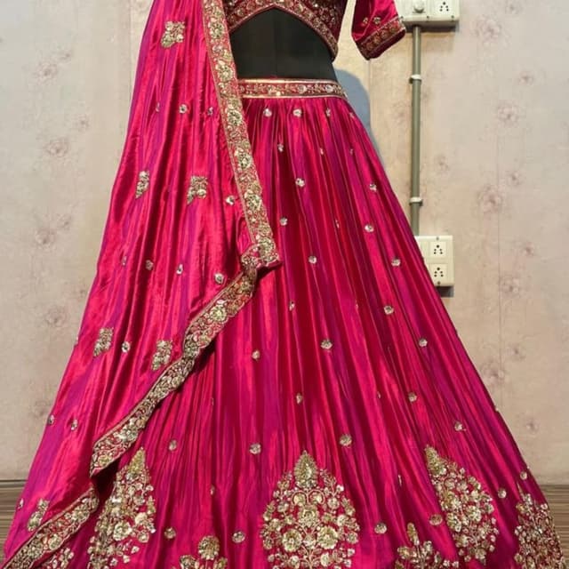 Magenta and Gold Lehenga Choli