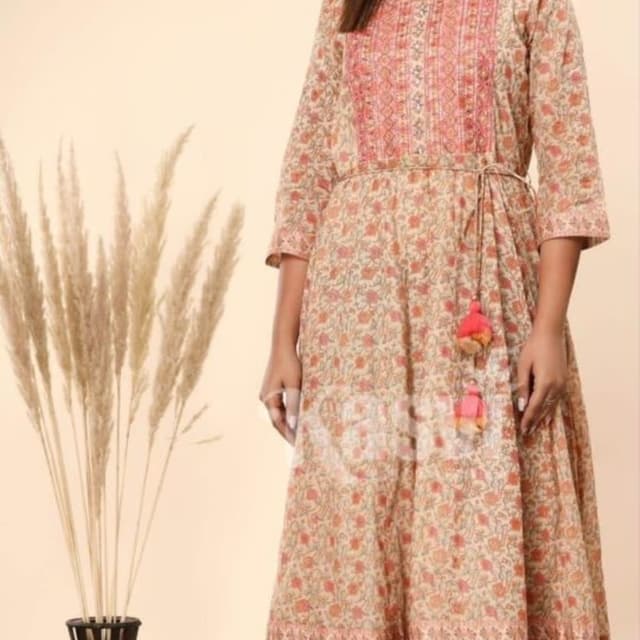 Beige, peach, and coral Dress