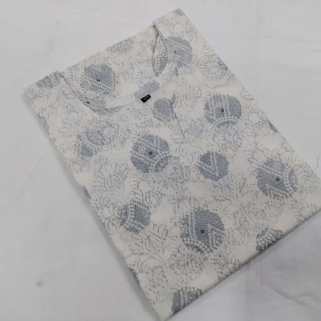 Off-white and grey Kurta