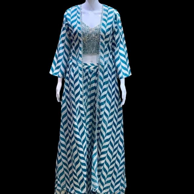 Blue and White Three-piece suit