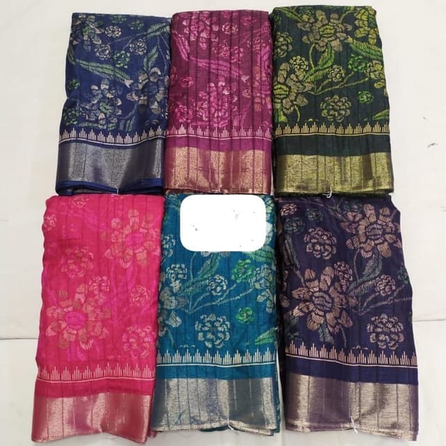 Raw silk printed Saree