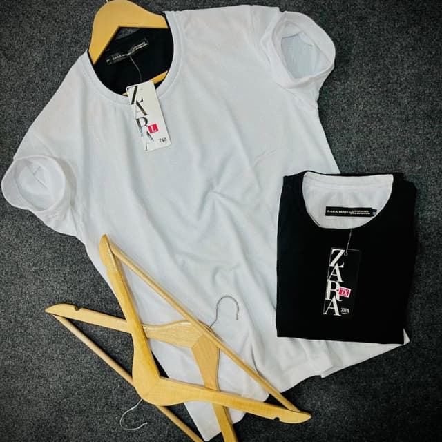 White, Black T-shirt