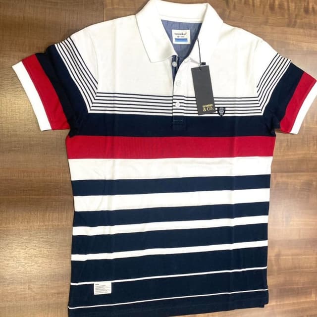 White, Navy Blue, Red Polo Shirt