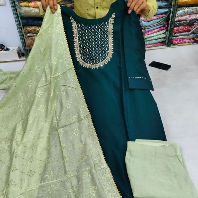 Teal, Light Green Kurta Set with Dupatta