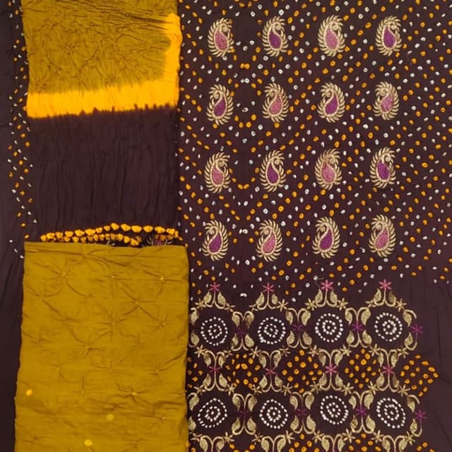 Brown mustard dress material