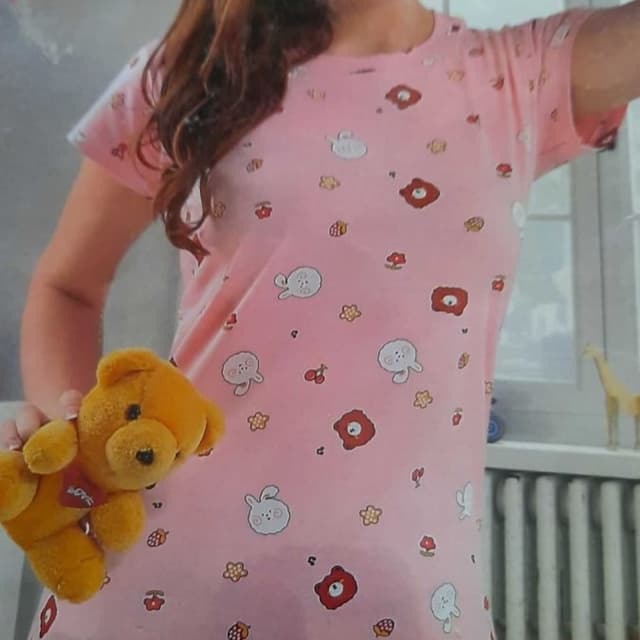 Pink, white, brown, red, yellow Nightdress