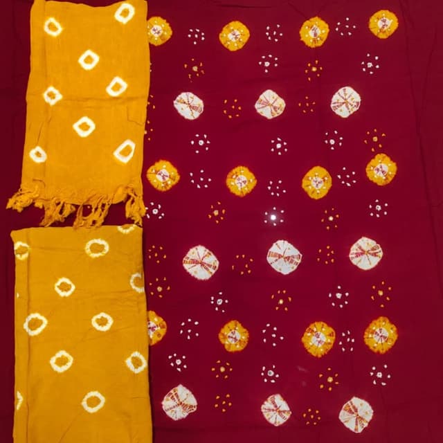 Yellow Red dress material