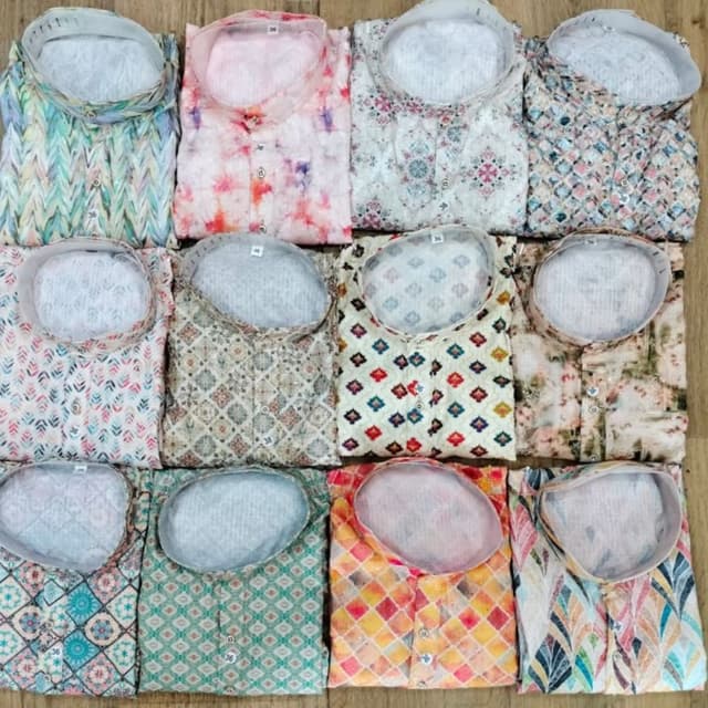 Chanderi print kurta