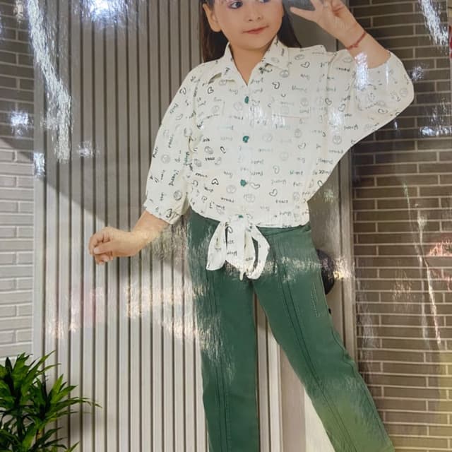 White, Green Top and Pants