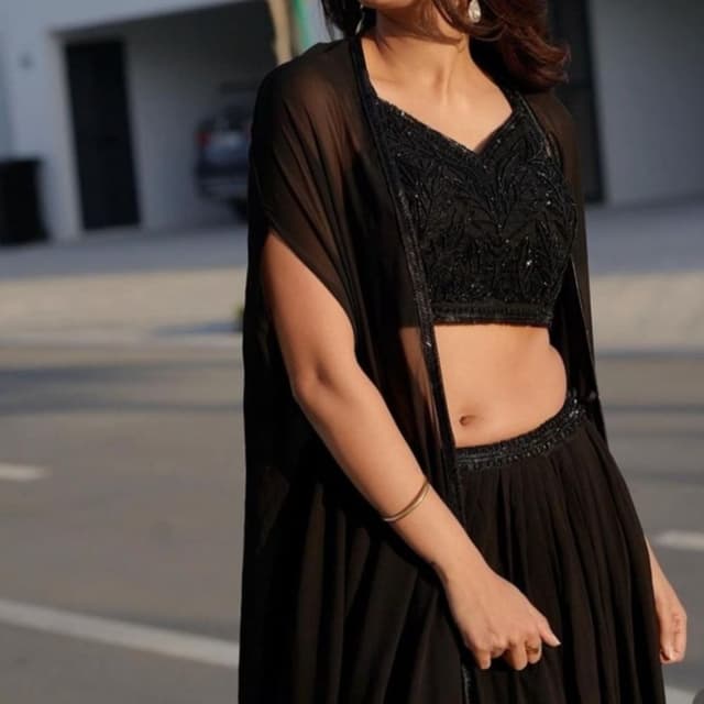 Black Lehenga Choli with Cape