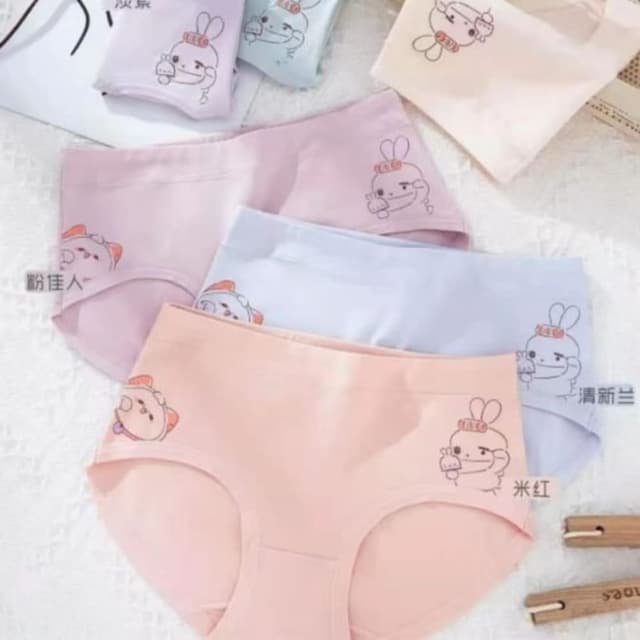 Pastel shades including pink, light purple, light blue, and peach. Underwear