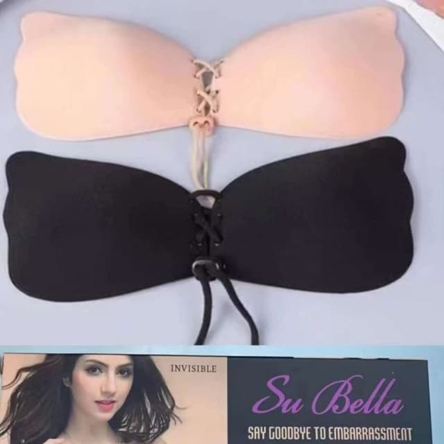Nude, Black Adhesive Bra