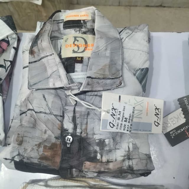 Monochrome (Shades of gray, white, and black with subtle brown accents) Shirt