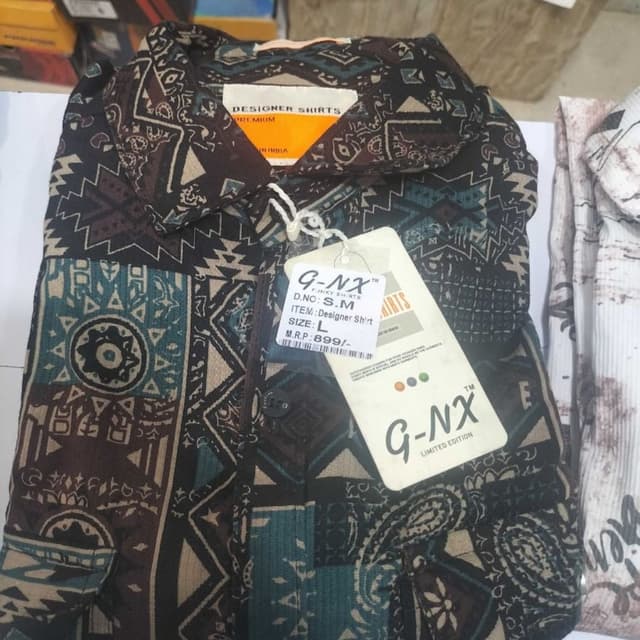 Brown, Teal, Beige Shirt