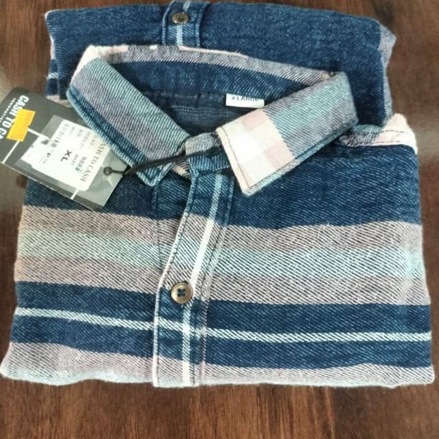 Blue, gray, and pink Shirt