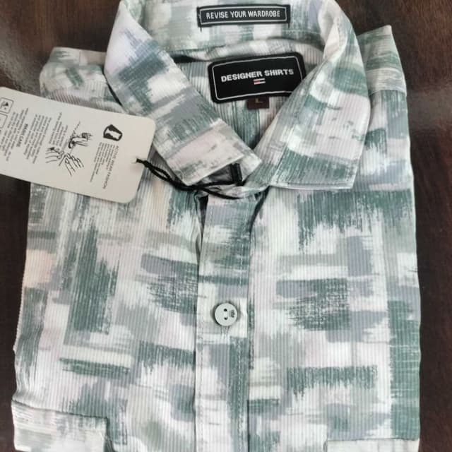 White, Gray, and Green Shirt
