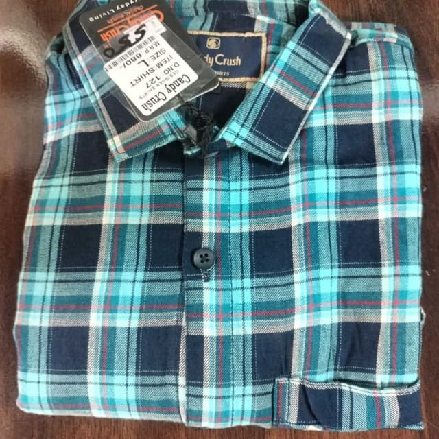 Blue, Teal, White, and Red Shirt