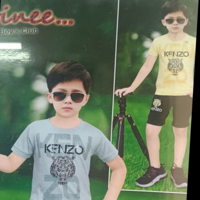 Light Blue/Yellow and Black T-shirt and Shorts Set