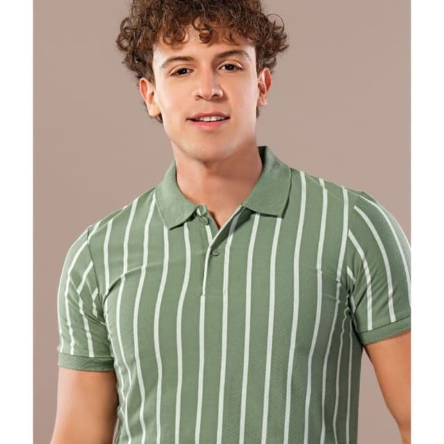 Green and White Polo Shirt