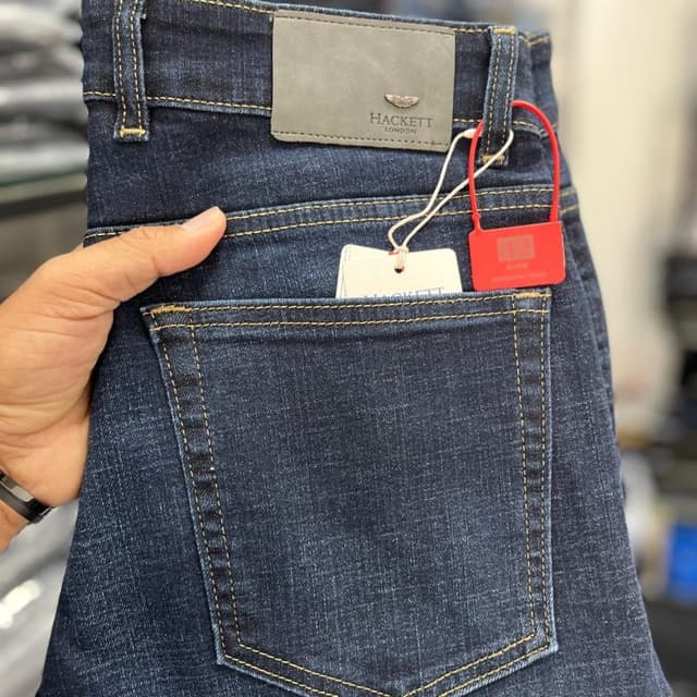 Dark Blue, Tan Jeans