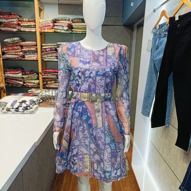 Purple, blue, orange, yellow Dress