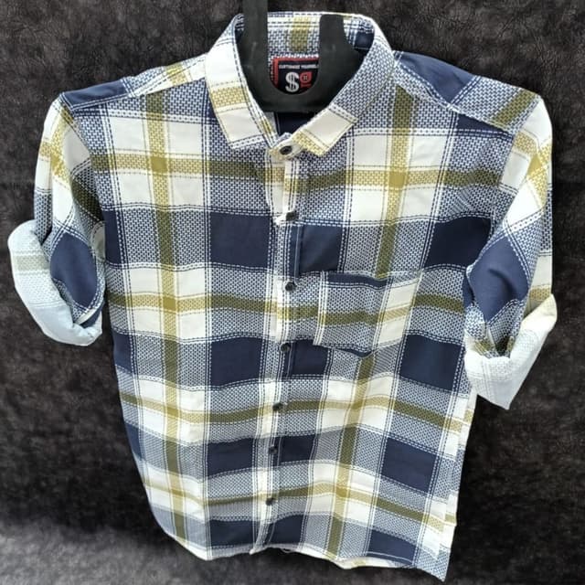 Navy Blue, White, and Olive Green Shirt