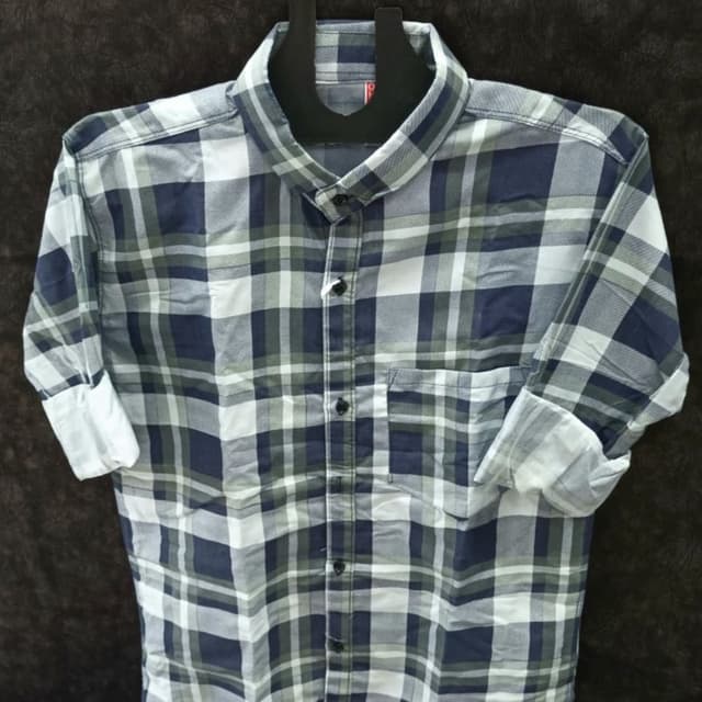 Blue, White, and Green Shirt