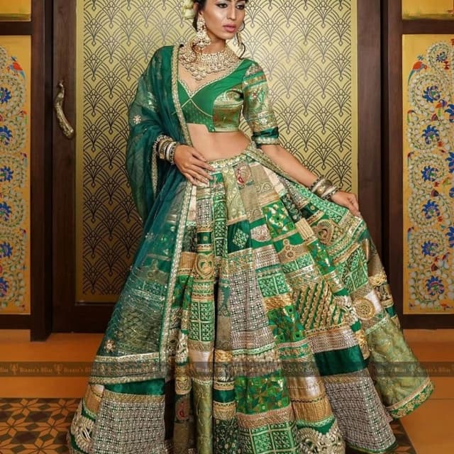 Green and Gold Lehenga Choli