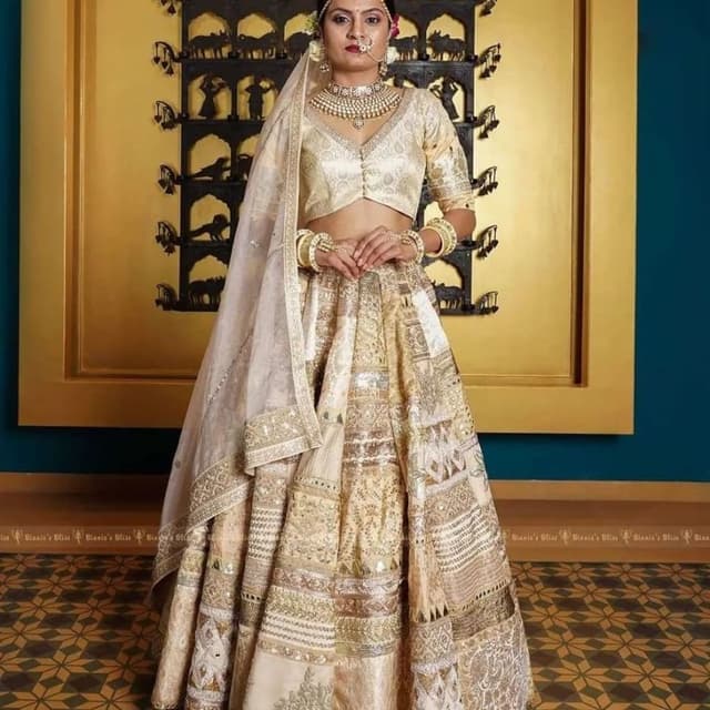 Ivory, Gold Lehenga Choli