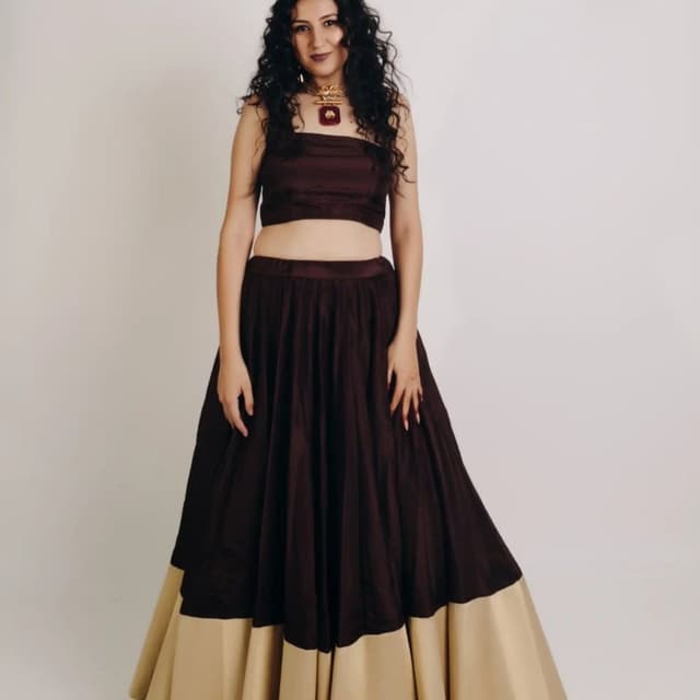 Brown and Beige Lehenga Choli
