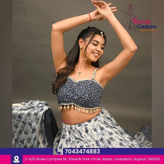 Blue and White Lehenga Choli