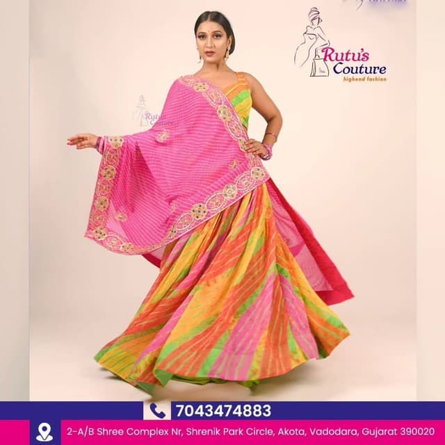 Pink, Yellow, Orange, Green Lehenga Choli