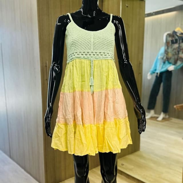 Pastel Green, Yellow, and Peach Dress