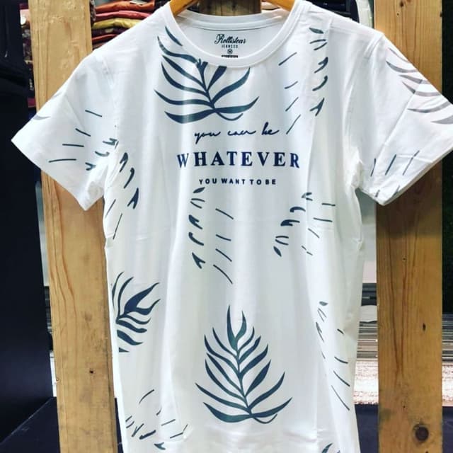 White with Navy Blue T-shirt