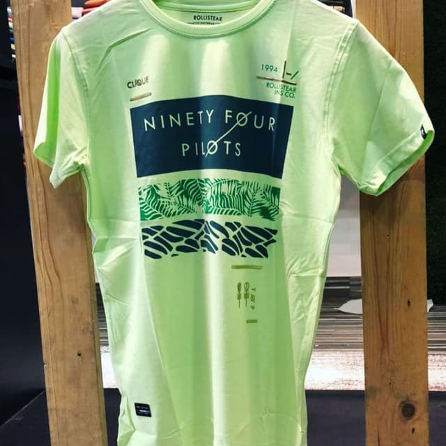 Light Green, Dark Teal, White T-shirt