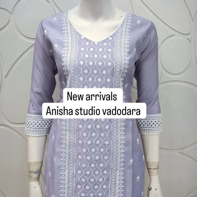 Lavender and White Kurta