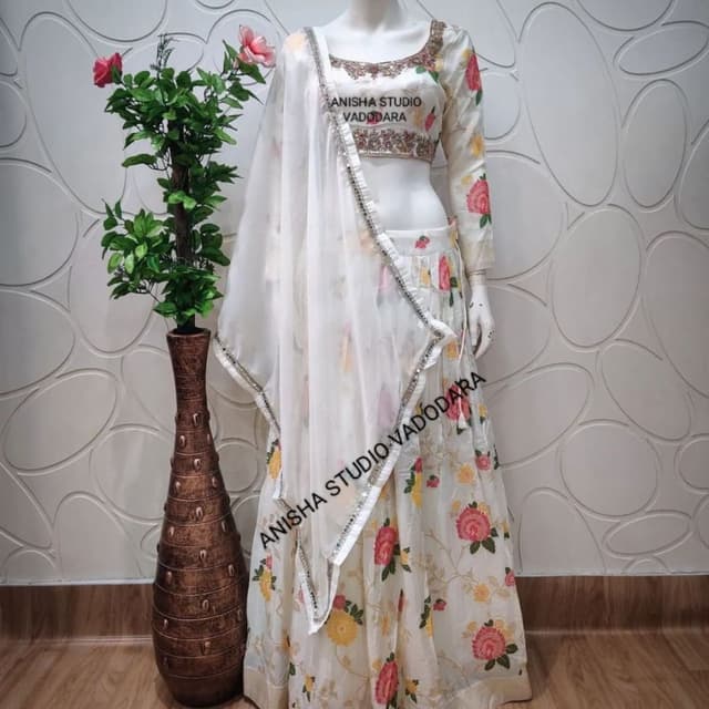 White, Pink, Yellow, Green, Silver Lehenga Choli