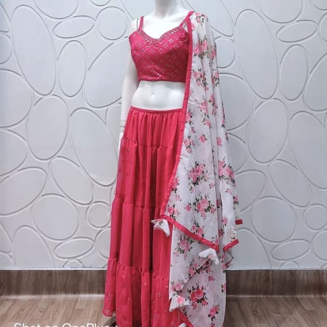 Pink, White Lehenga Choli