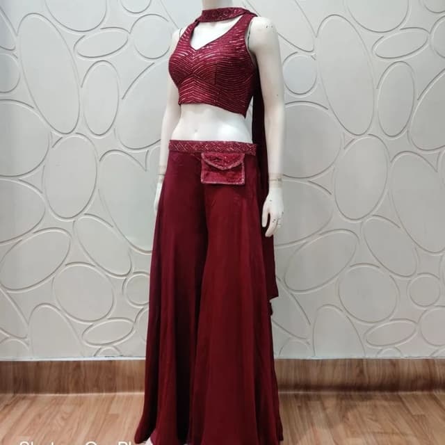 Maroon Sharara Set