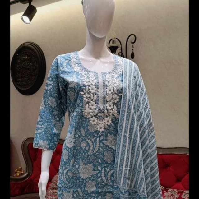 Light Blue Navy Blue Salwar Suite