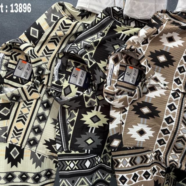 Black, White, Beige, Gray, and Brown Shirt