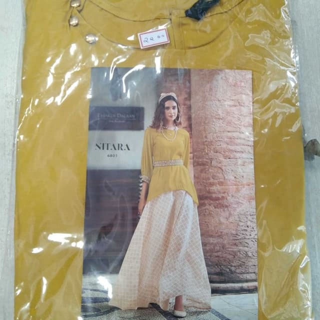 Mustard yellow and white Dress