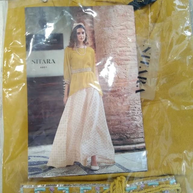 Mustard yellow and off-white Dress